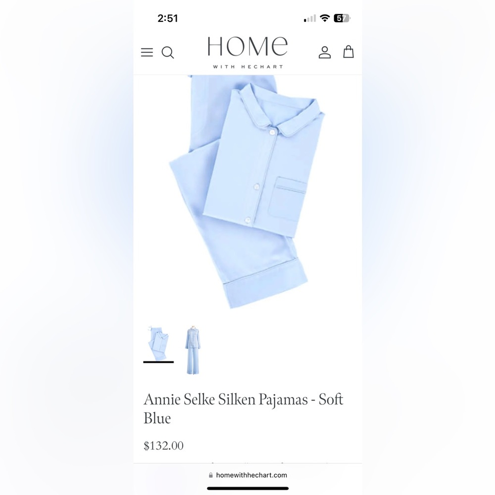 Annie selke silk pjs blue